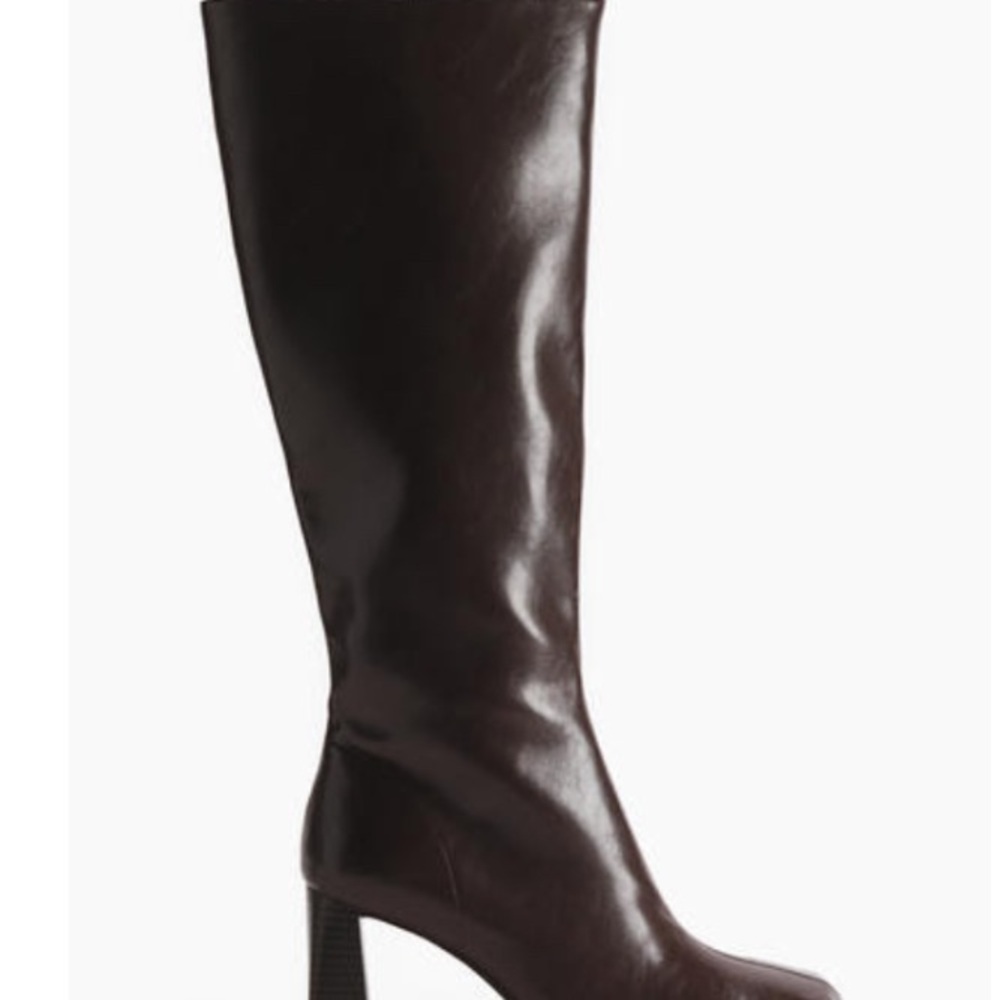 Women's Tall Brown Leather High-Heel Boot
